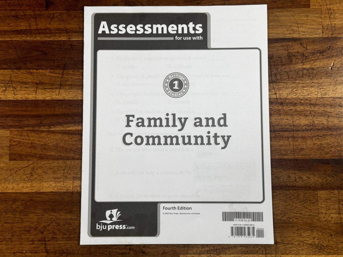 BJU Press Family and Community 1 4th Ed Txt, Activities, Tests, Tchr Ed, Activites Key- Condition GOOD