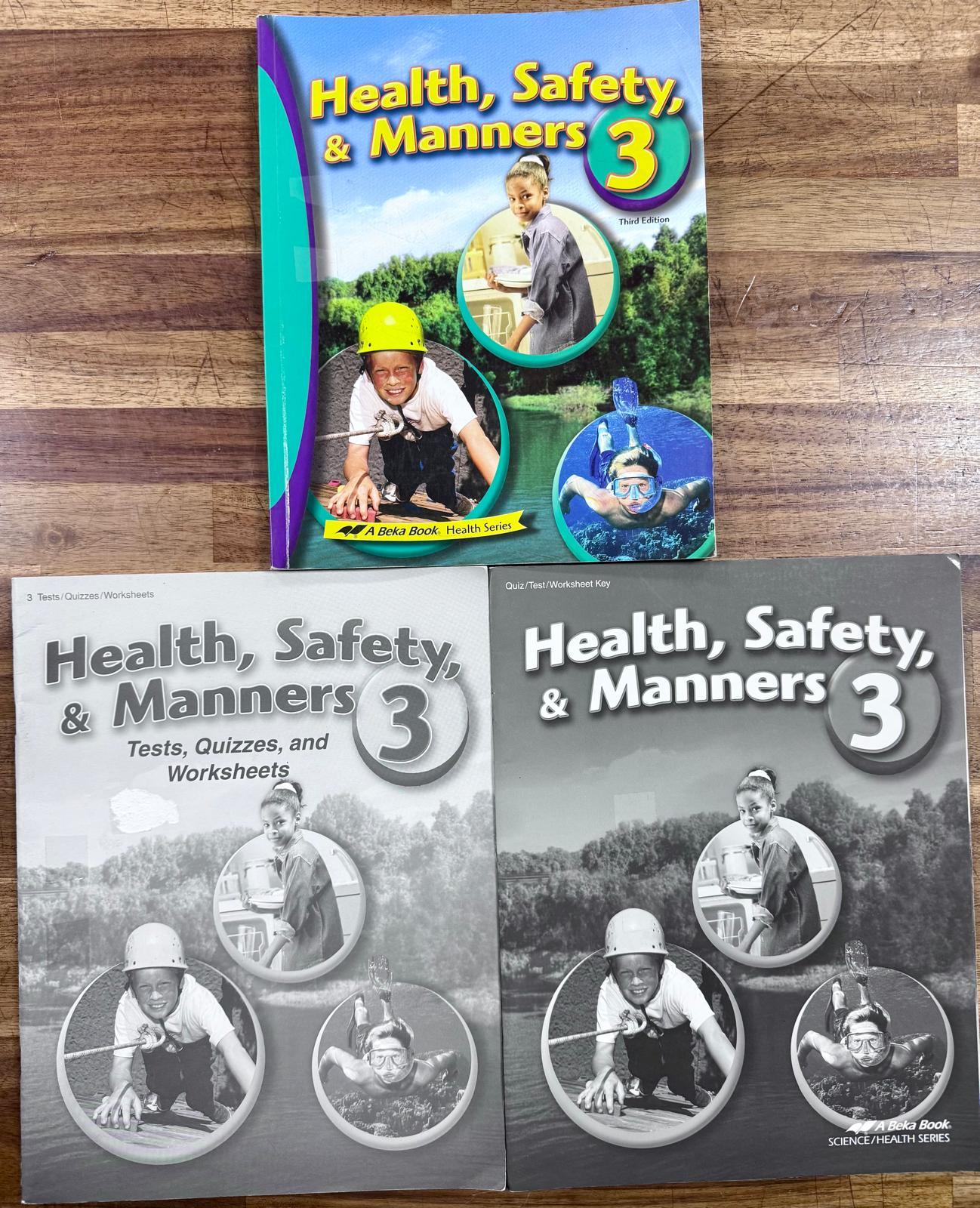 Abeka Health Safety & Manners 3rd Grade 3rd ed Textbook Quizzes Test Key SET