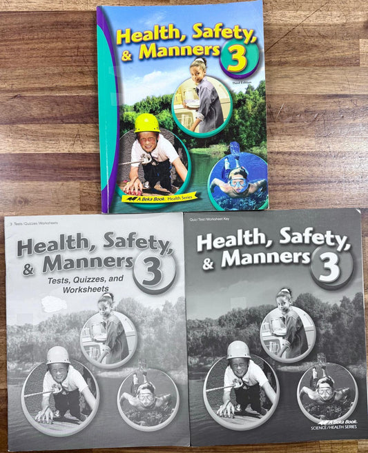 Abeka Health Safety & Manners 3rd Grade 3rd ed Textbook Quizzes Test Key SET
