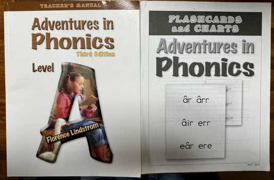 Adventures in Phonics Level A Teacher's Manual 3rd Ed w/ Flashcards & Charts - CONDITION Good & Clean