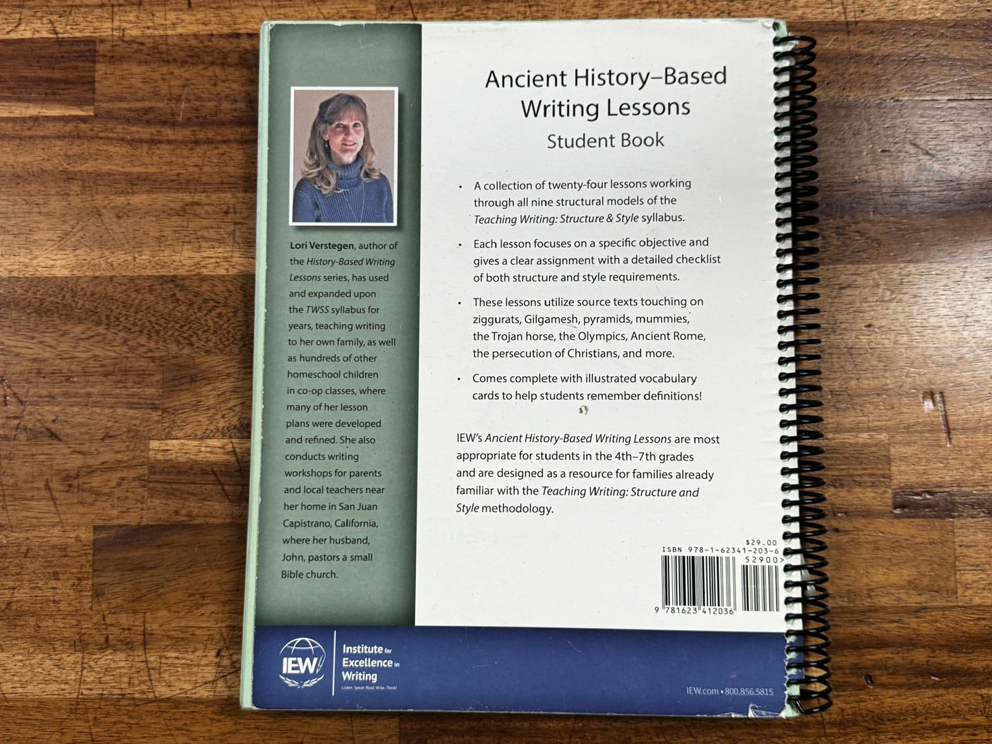 IEW Ancient History-Based Writing Lessons Student Book & Teacher Manual - Condition FAIR & CLEAN