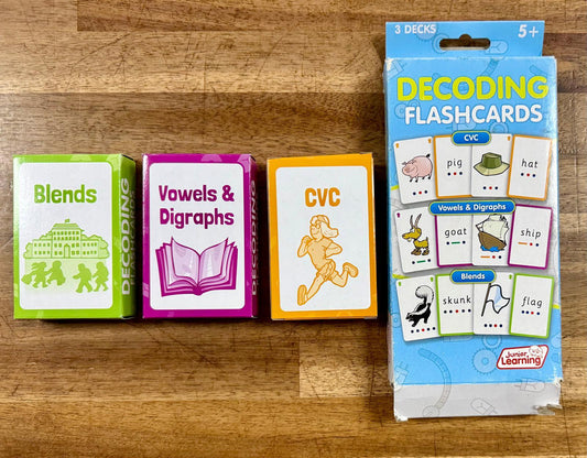 Junior Learning Decoding Flashcards, 3 Decks, Ages 5+ CONDITION Acceptable