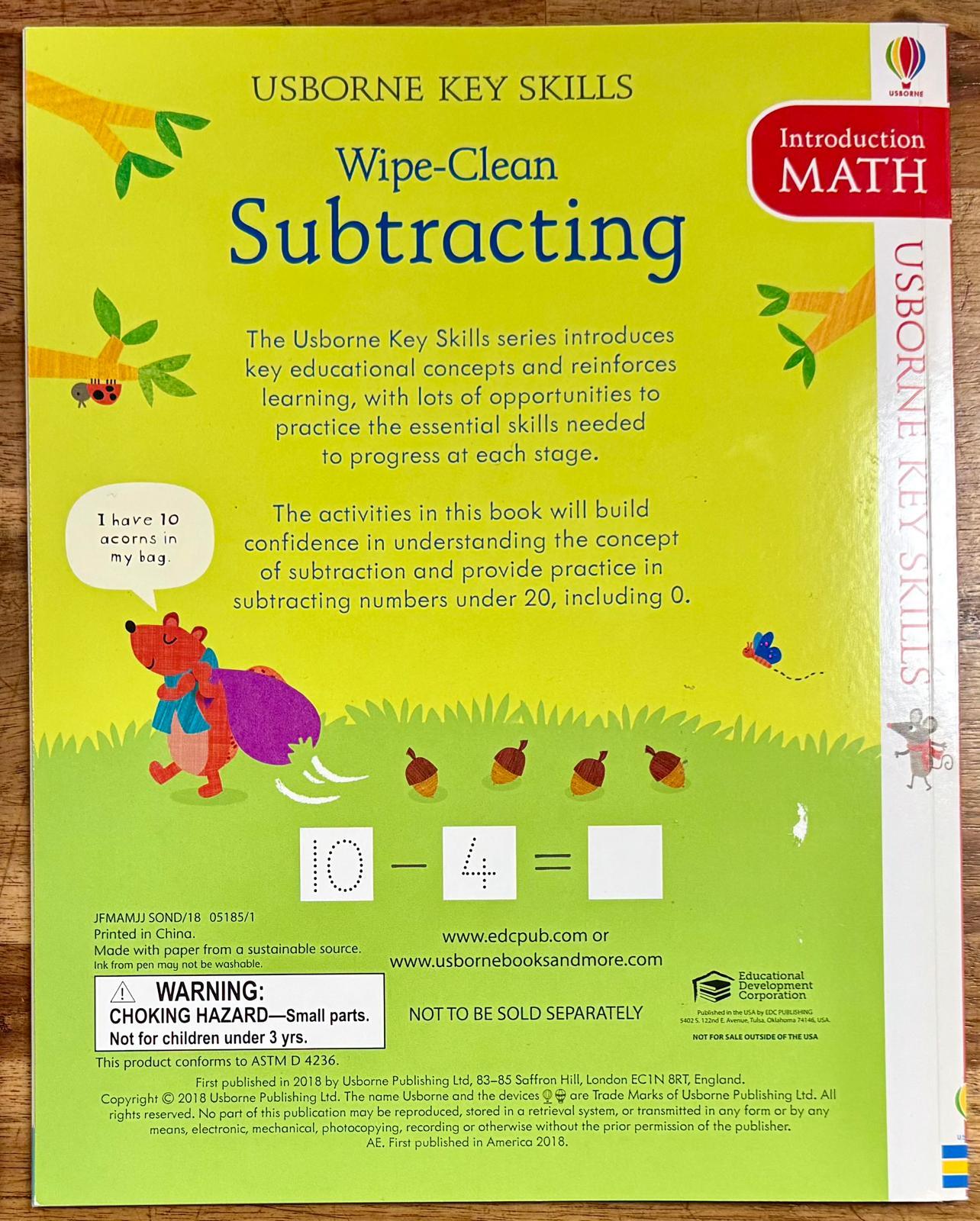 Usborne Key Skills: Wipe-Clean Subtracting