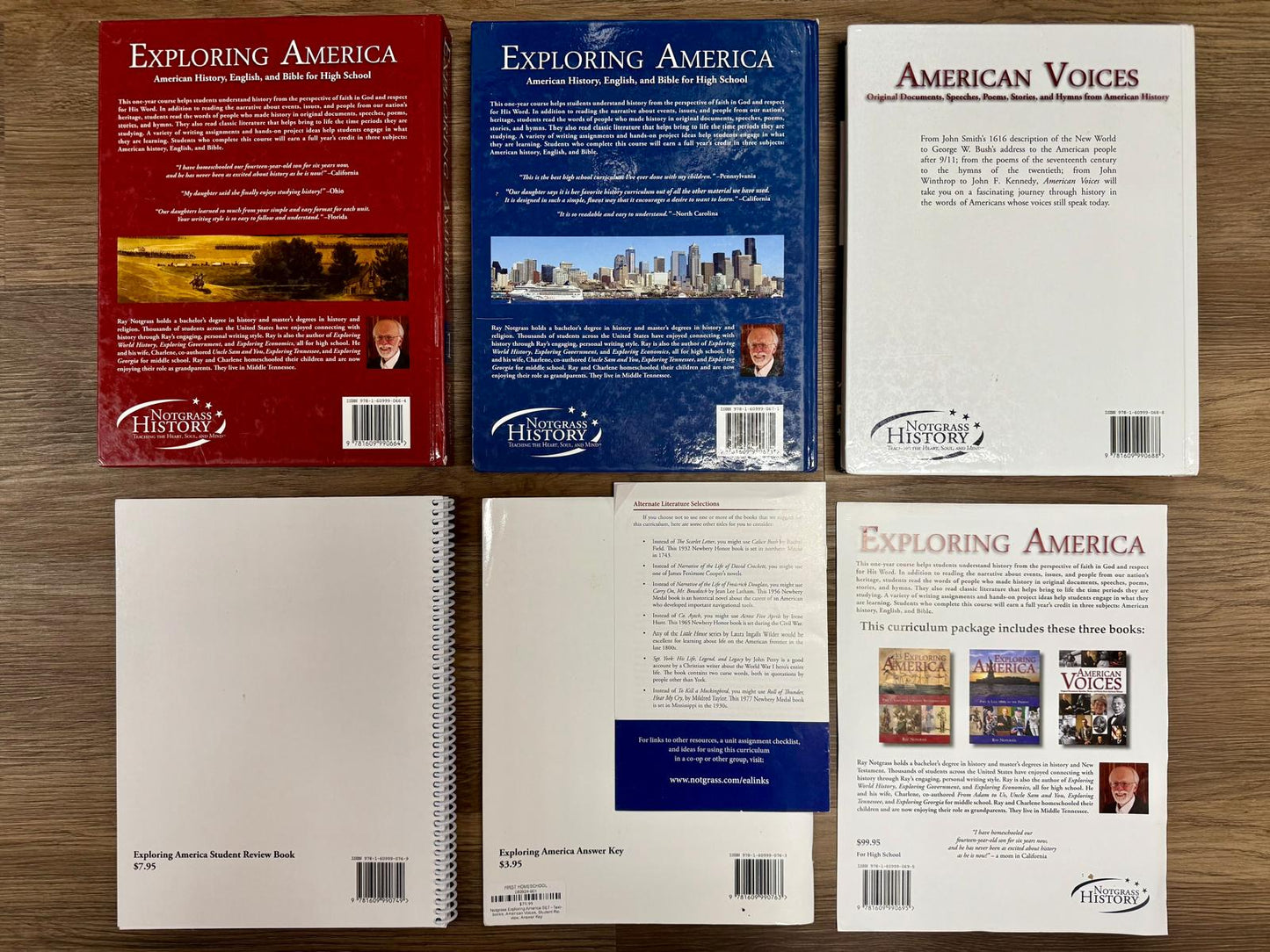 Notgrass Exploring America SET - Textbooks, American Voices, Student Review, Answer Key, Parents Guide
