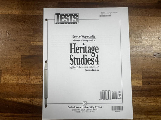BJU Heritage Studies 4 for Christian Schools 2nd Edition Tests