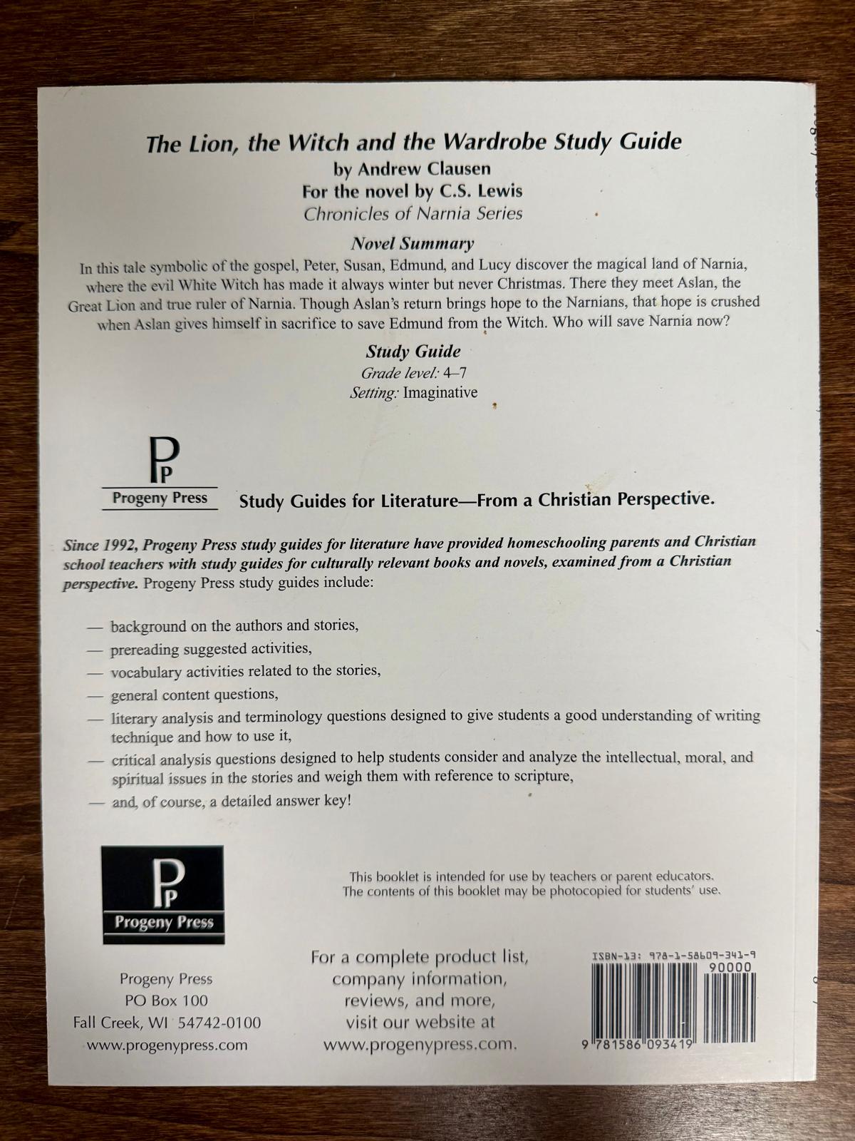Progeny Press The Lion, the Witch and the Wardrobe Study Guide