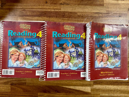 BJU Reading 4 (2nd Edition) Teacher Set - Worktext Teacher's Edition & Teacher's Edition Parts 1 & 2