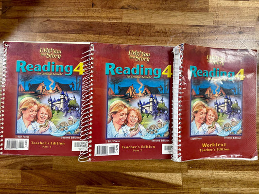 BJU Reading 4 (2nd Edition) Teacher Set - Worktext Teacher's Edition & Teacher's Edition Parts 1 & 2