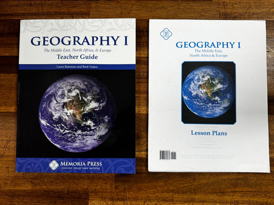 Memoria Press “Geography I: Middle East, North Africa & Europe” Complete Unit Set – Teacher Guide, Student Text, Workbook, Lesson Plans