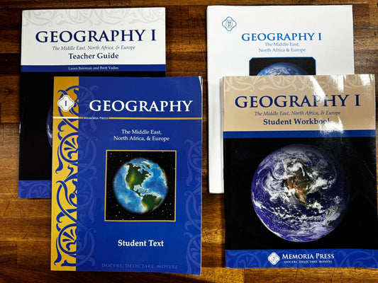Memoria Press “Geography I: Middle East, North Africa & Europe” Complete Unit Set – Teacher Guide, Student Text, Workbook, Lesson Plans