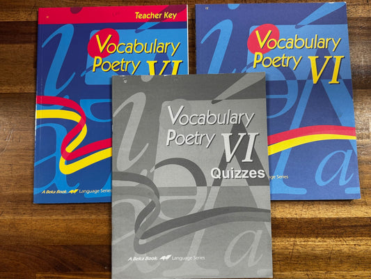 Abeka Vocabulary Poetry VI 3rd Ed Worktext, Key & Quizzes