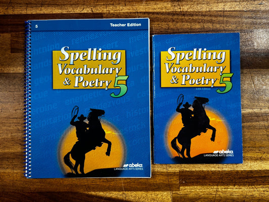 Abeka Spelling Vocabulary Poetry 5 fifth Ed Worktext & TE