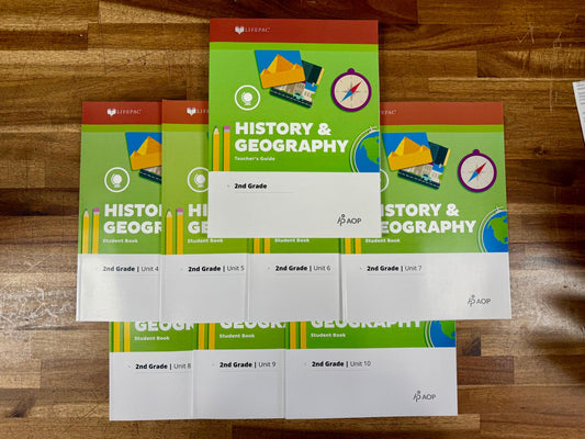 LIFEPAC History & Geography Grade 2 — Teacher’s Guide + Units 4–10 (Student Worktexts)