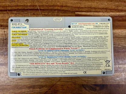 FlashMaster Math Tables MT1A – Electronic Learning Tool (Tested, Works)