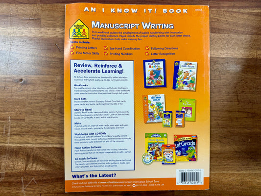 School Zone Manuscript Writing K-2: An Essential Guide for Early Writing Development