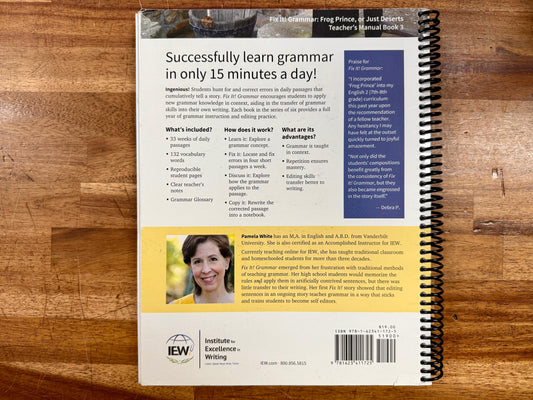 IEW Fix It! Grammar Teacher's Manual Book 3, Third Edition