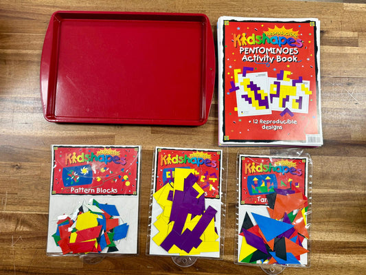 Magnetic Kidshapes + Reproducible Kidshapes Activity Books SET: Pentominoes, Tangrams, Pattern Blocks