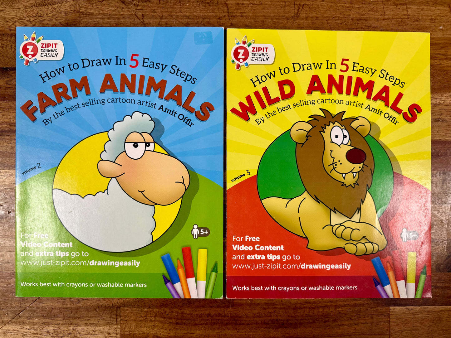 How to Draw in 5 Easy Steps – Lot of 2: Farm & Wild Animals
