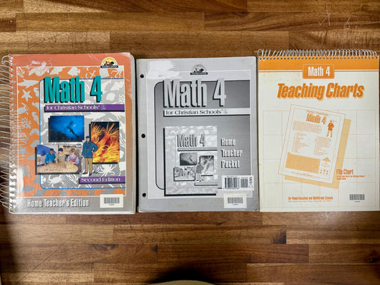 BJU Math 4 for Christian Schools 2nd Ed SET: TE, Teaching Charts & Home Teacher Packet