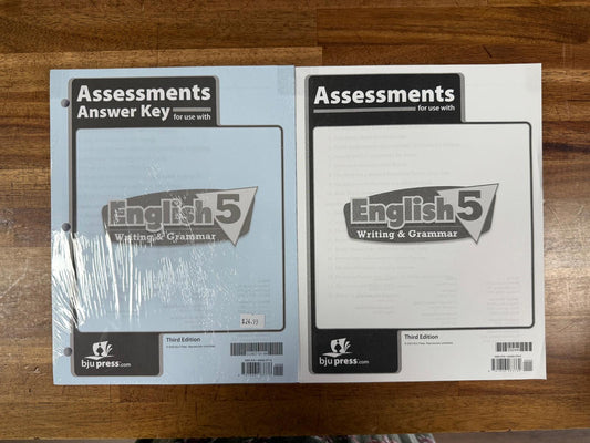 BJU Writing & Grammar 5 — Assessments and Answer Key (Grade 5 English Language Arts) NEW