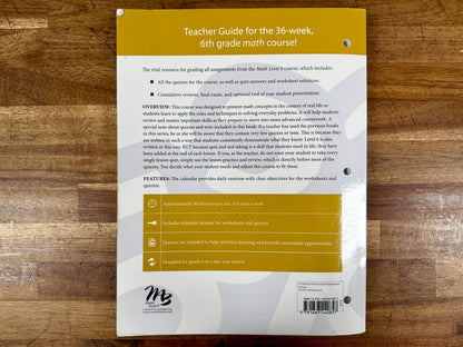 MB Math Lessons for a Living Education Lvl 6 TG (LIKE NEW)