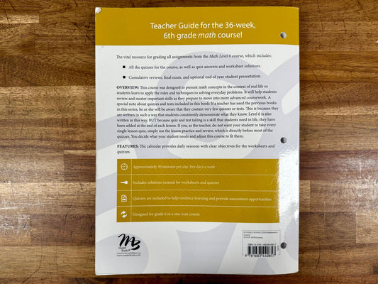 MB Math Lessons for a Living Education Lvl 6 TG (LIKE NEW)