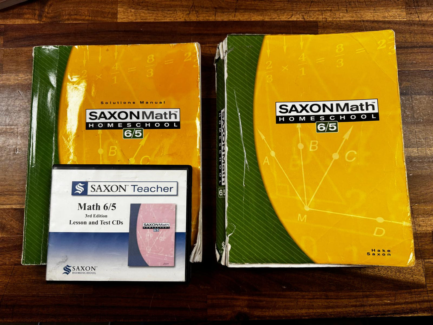 Saxon Math 6/5 Homeschool SET of 3 - Les/Tsts CDs, Solutions, Txtbk