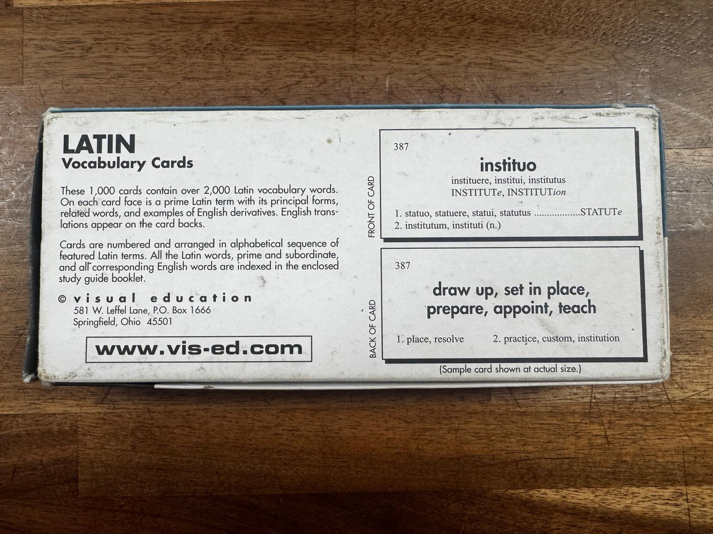 Vis-Ed Latin Vocabulary Cards