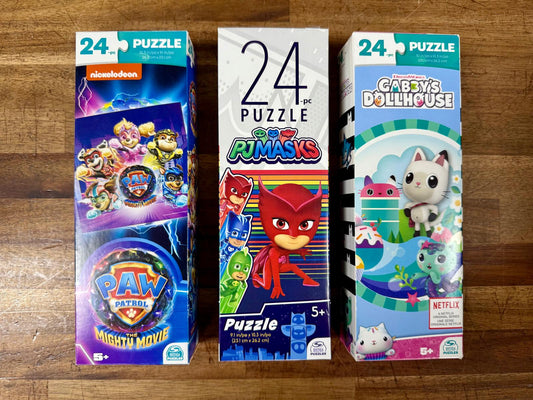 Lot 3 24 Big Piece Puzzles: Paw Patrol, PJ Masks, Gabby's Dollhouse - Complete & Clean