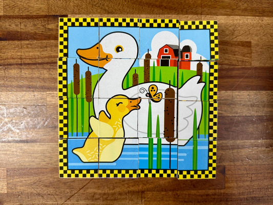 Melissa & Doug Wooden Cube Puzzle 6 Different Farm Scenes