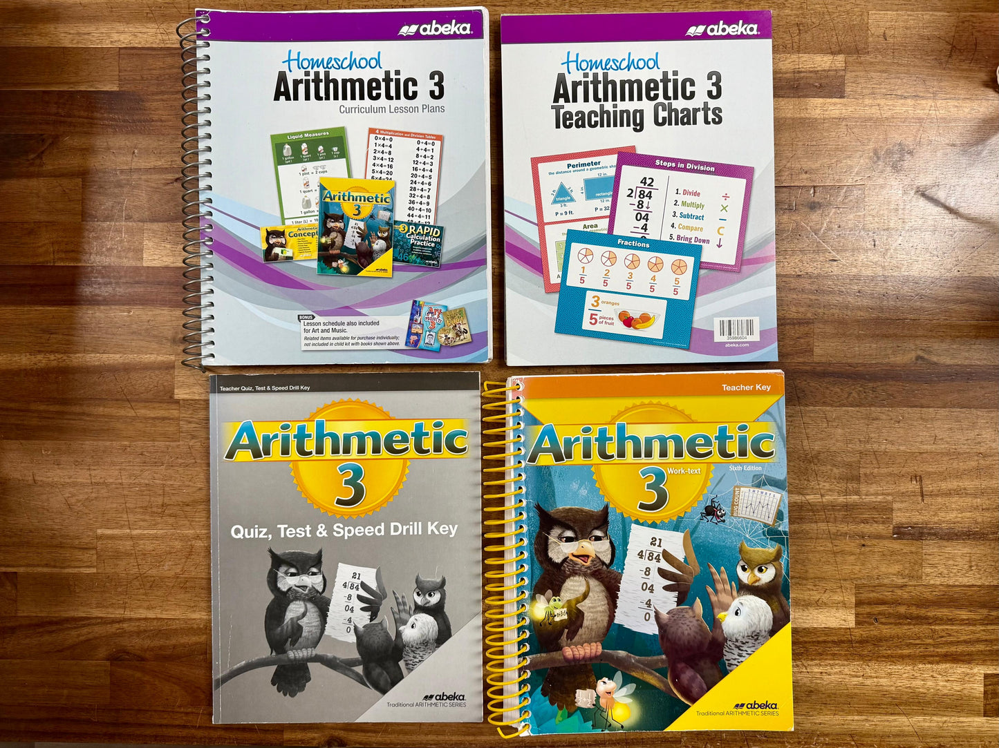 Abeka Arithmetic 3 SET of 4: Lesson Plans, Charts & Keys 3rd Grade