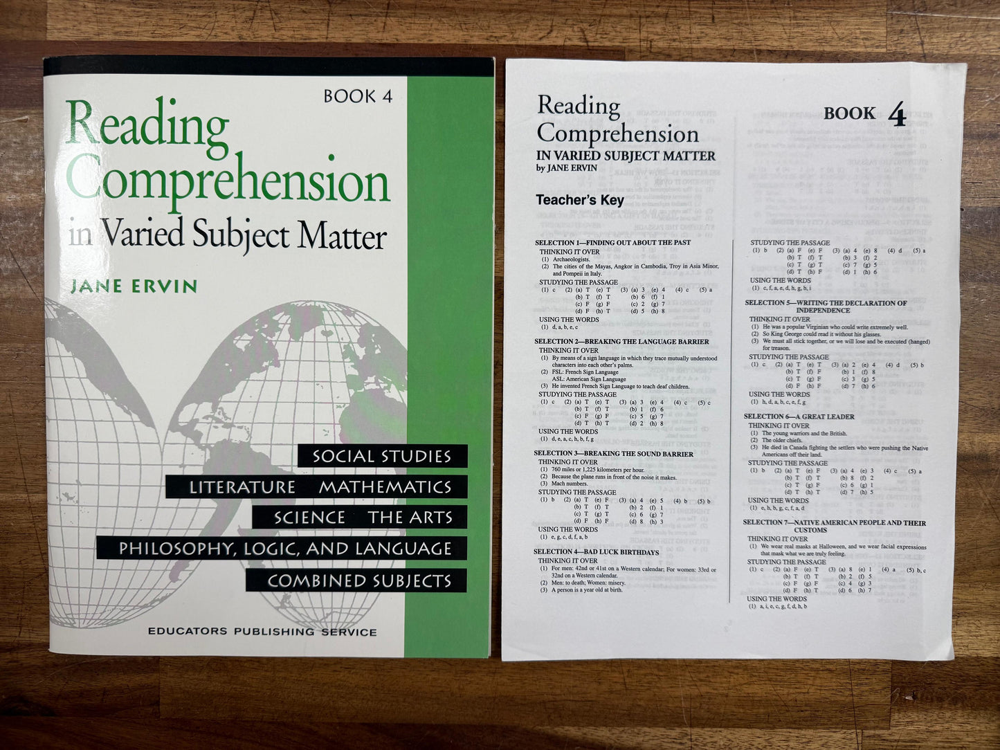 Reading Comprehension in Varied Subject Book 4 + Teacher's Key