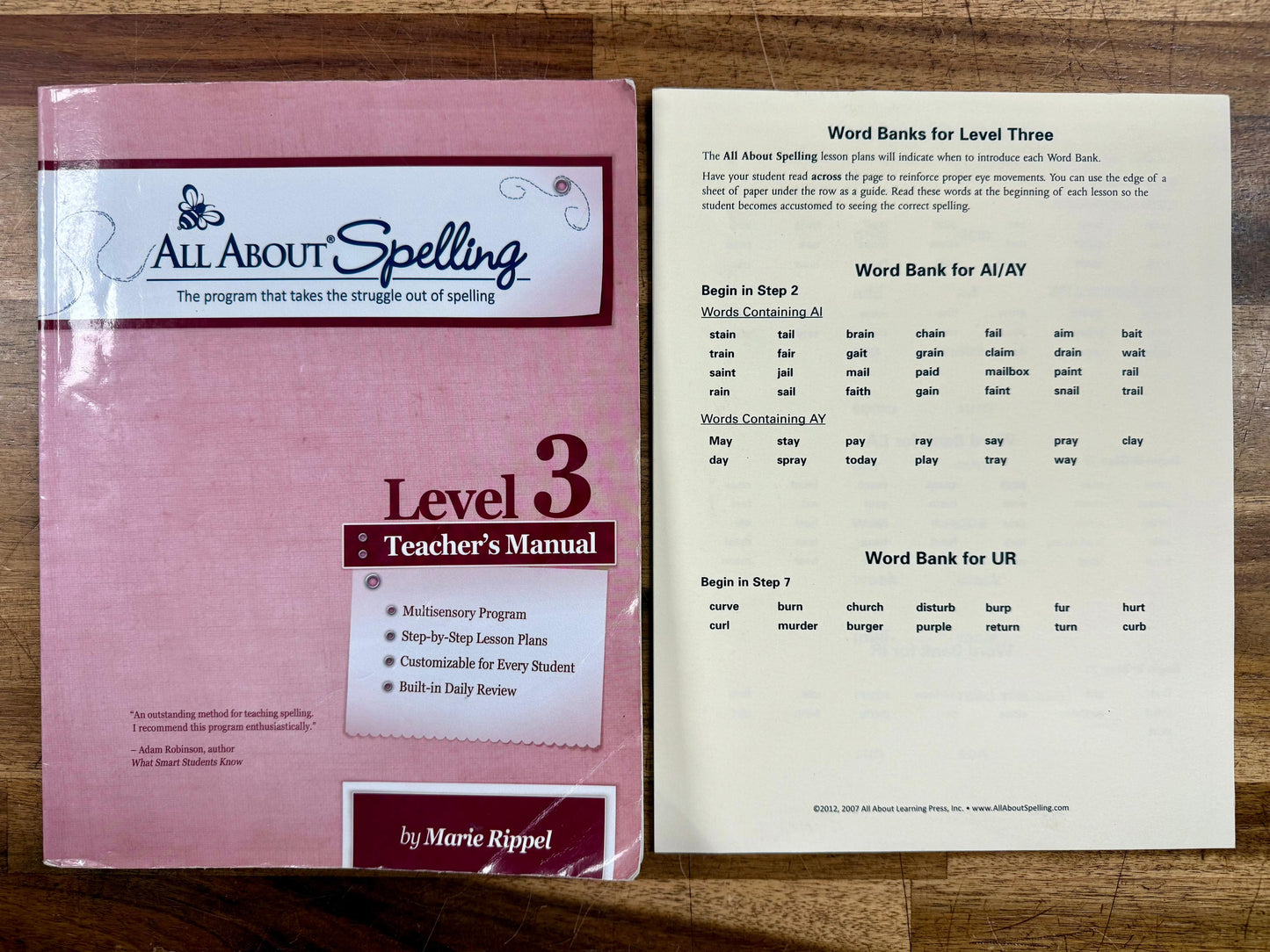 All About Spelling Level 3 Teacher's Manual w. Resource Sheets