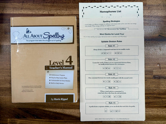All About Spelling Level 4 Teacher's Manual w. Resource Sheets