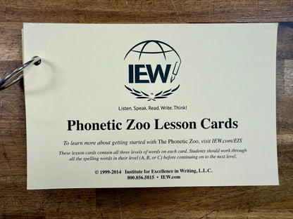 IEW Phonetic Zoo Lesson Cards