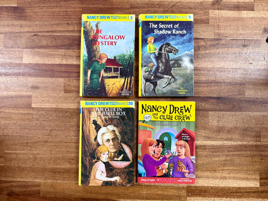 Nancy Drew Lot of 4: 3 Mystery Stories Books + 1 Clue Crew