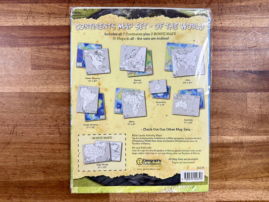 Geography Continent Map Set of the World XL Unlabeled Maps