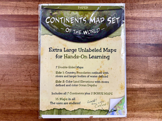 Geography Continent Map Set of the World XL Unlabeled Maps