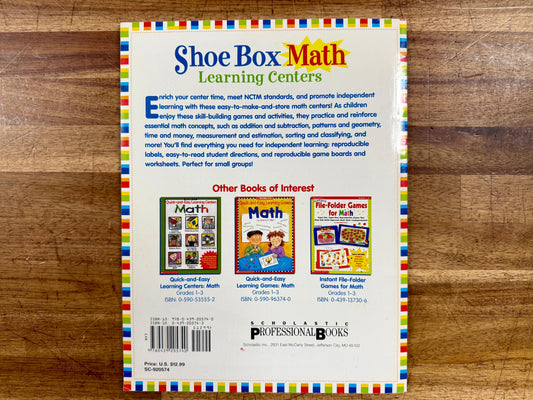 Shoe Box Math Learning Centers Grades 1-3