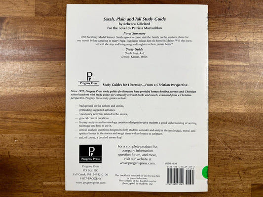 Progeny Press - Sarah, Plain and Tall Study Guide
