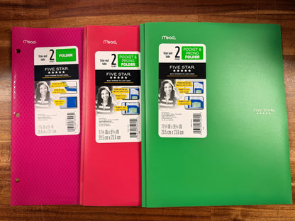 Multi-Color Set of Stay-Put Tab Folders (Qty - 3)