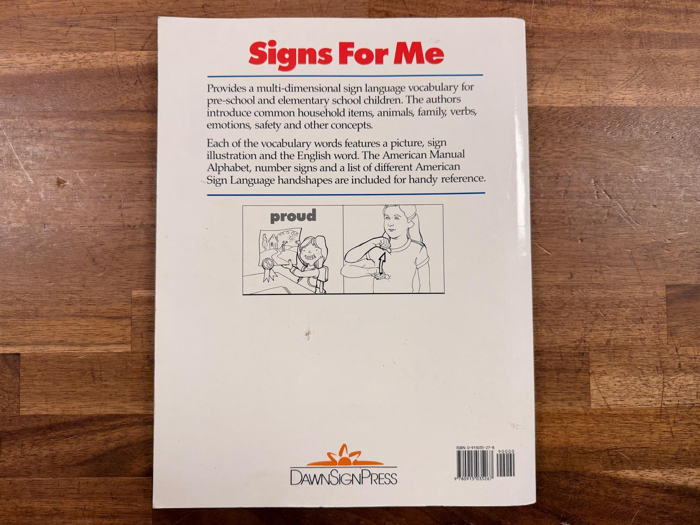 Signs for Me: Basic Sign Vocabulary for Children