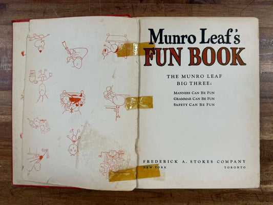 Munro Leaf’s Fun Book Hardcover 1941 Big Three Manners Grammar Safety Vintage HC