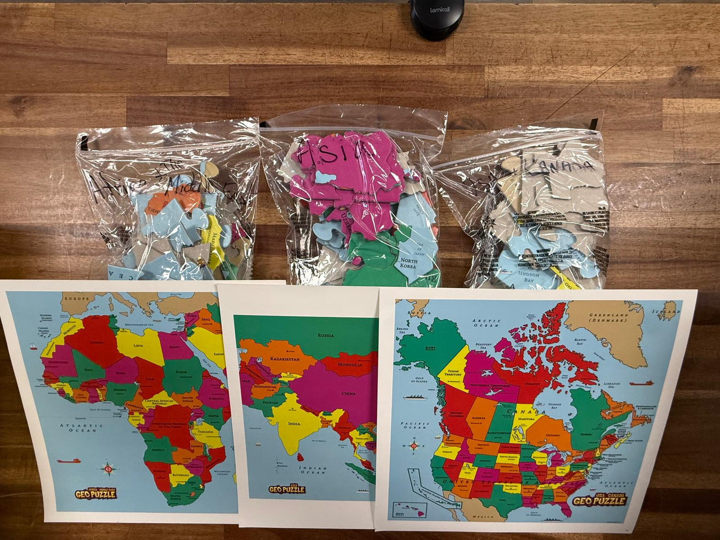 6 GeoPuzzles from GeoToys (Good, Complete & Clean)