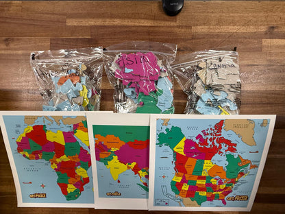 6 GeoPuzzles from GeoToys (Good, Complete & Clean)