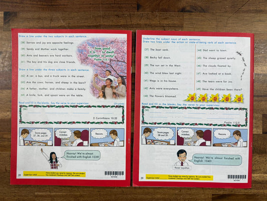 ACE School of Tomorrow English 1039-1040 PACEs (Like New)