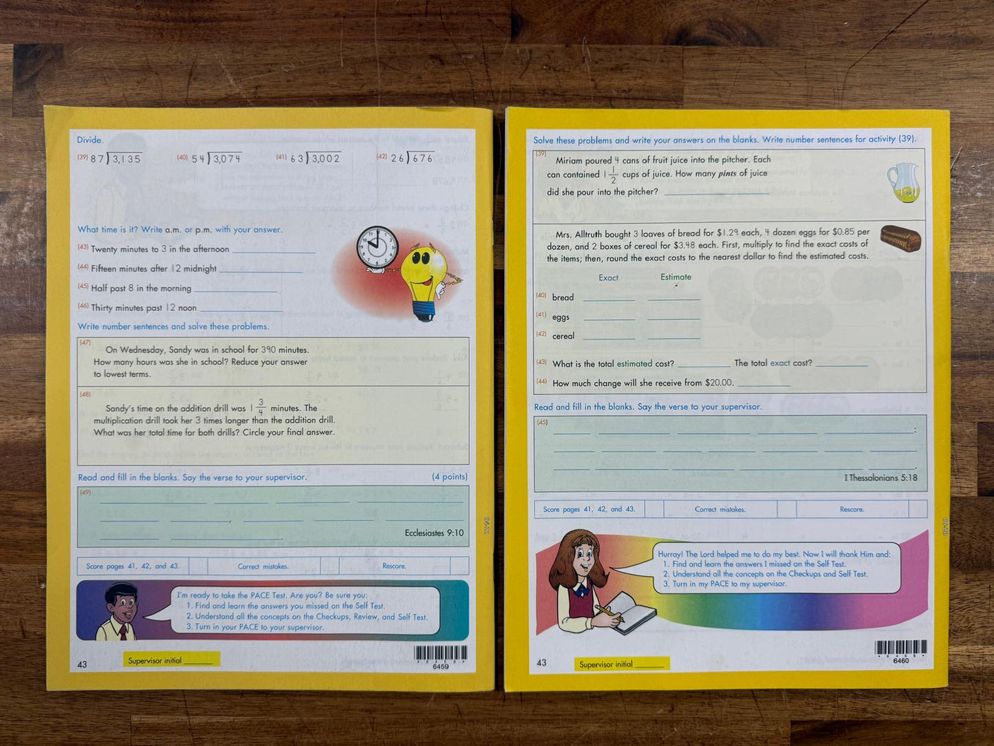 ACE School of Tomorrow Math 1057-1060 PACEs (Like New)