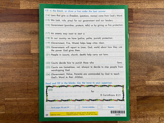 ACE PACE Social Studies 4th Ed Workbook 1036 (Like New)