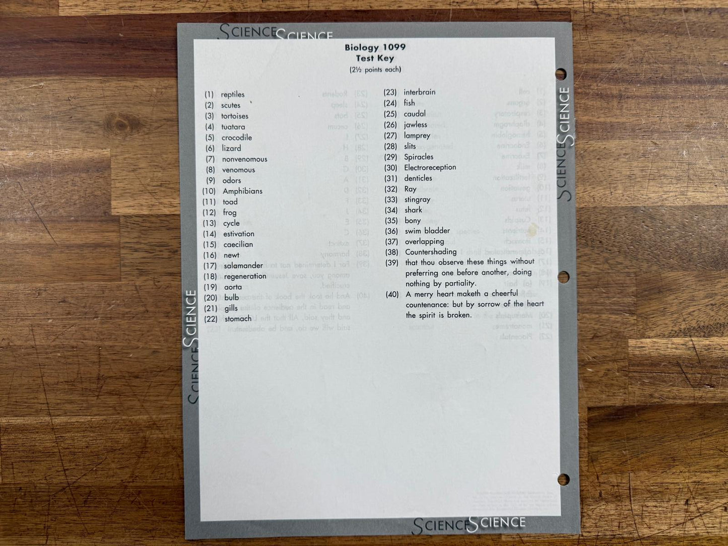 ACE Science 4th Ed 1097-1108 Score Key & 1097-1099 Test Key
