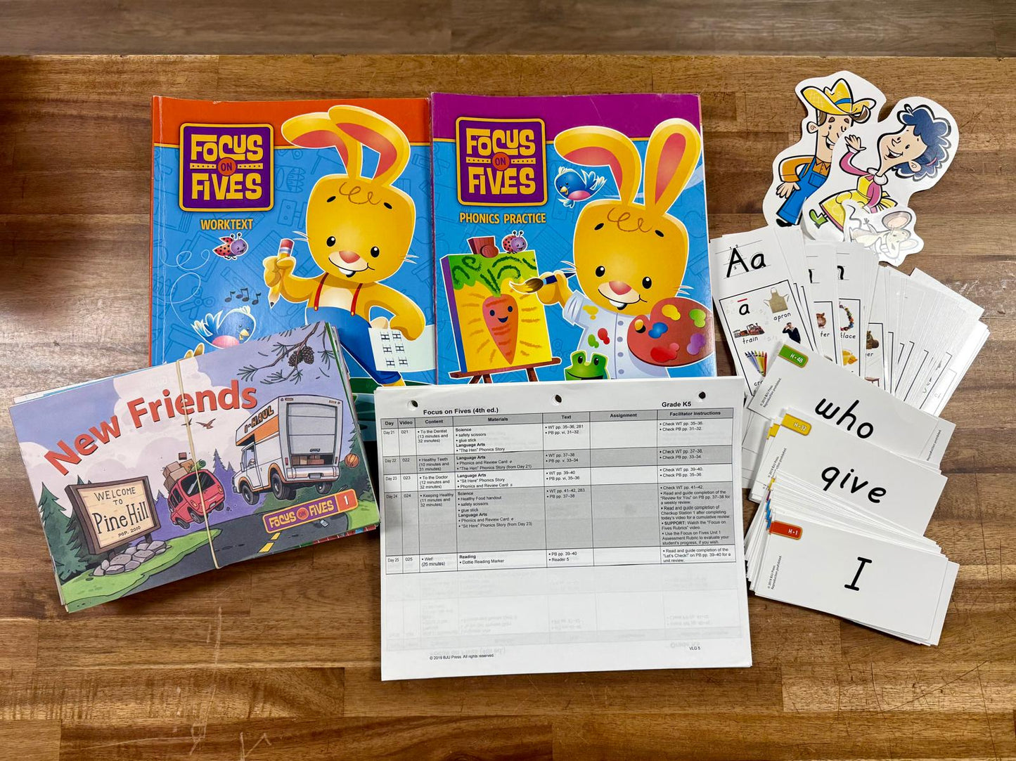 BJU Focus on Fives K5 4th Ed SET: Worktext, Phonics, Readers, Cards...